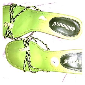 Green heeled sandals